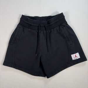 Jordan 5.5" Flight Fleece Shorts Women's M Black Standard Fit Pocket Drawstring